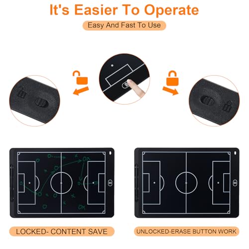 Magnetic Electronic Soccer Coach Board, 15 inch LCD Football Lineup Board Set with Stylus Pen, Dry Erase Markers and Carry Bag, for Soccer Game,Training,Teaching