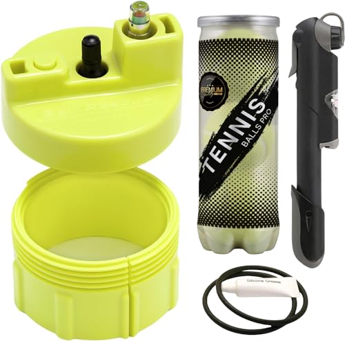 BALL RESCUER: Tennis Ball Pressurizer – Converts Compatible Tennis Ball Container into a 30 psi Ball Pressurizer & Extends Ball Life (Pump & Container not Included in Standard and Standard Plus) - size: With Pump & Ball Container
