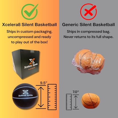 Silent Basketball Size 7 (29.5”) | Grooved Airless Indoor Basketball Quiet Dribbling Indoor Training | Dribble Dream Silent Soundless Basket Ball | Upgraded - Better Grip and Bounce