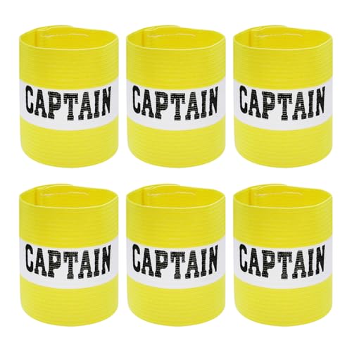 6 Pieces Soccer Captain Armband Adjustable Elastic Sports Bands for Football Basketball, Anti-Slip Team Armbands for Adult Youth Athletes