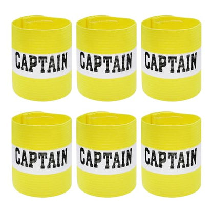 6 Pieces Soccer Captain Armband Adjustable Elastic Sports Bands for Football Basketball, Anti-Slip Team Armbands for Adult Youth Athletes