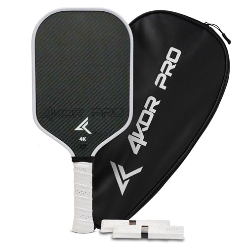 4KOR PRO Edition Carbon Fiber Pickleball Paddle – USAPA Approved 16mm Elongated Paddle – Lightweight Composite Professional Pickleball Racket for Adults with Replacement Grip Tape and Storage Case
