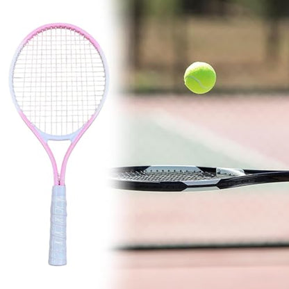 Menolana Tennis Racket Tennis Equipment Aluminum Alloy Frame Tennis Racquet High Strength Nylon Strings for Practice Training Garden - color: Pink White