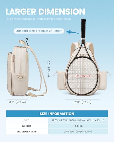 Tennis Bag, Quilted Tennis Sling Crossbody Backpack, Water Resistant Tennis Racket Bags for Women Men, Suitable for Pickleball Tennis Badminton