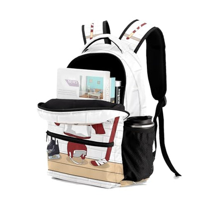 Ice Hockey Sport Team Number Burgundy Personalized School Backpack for Teen Kid-Boy/Girl Primary Daypack Travel Bookbag - color: Option 31