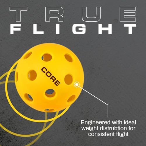 CORE Pickleball- Indoor Pickleball Balls | Professional Durabilty, Easy to See, Consistent Bouce Pickleballs with 26 Holes