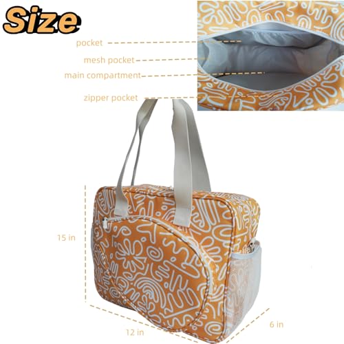 Pickleball Bag for Women, Cute Pickleball Tote Bag Crossbody Sling Paddles Shoulder Bag Large for Sports Gym Duffle - color: Yellow
