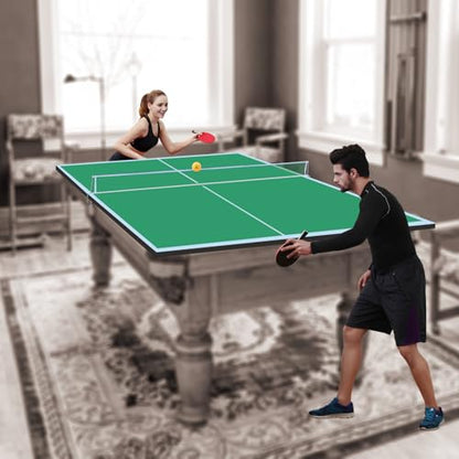 7/8/9ft Mid-Size Ping Pong Conversion Top with Net Set for Billiard and Pool Tables - Regulation Top Converts Billiards into Ping Pong Table Blue/Green/Black - color: Green, size: 8 FT