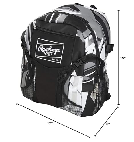 Rawlings | REMIX Backpack Equipment Bag | T-Ball & Youth Baseball / Softball | Black - color: Black, size: Youth
