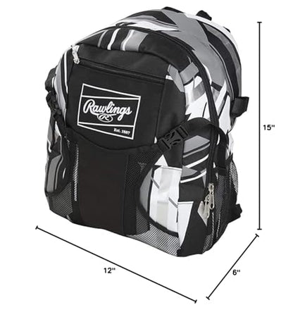 Rawlings | REMIX Backpack Equipment Bag | T-Ball & Youth Baseball / Softball | Black - color: Black, size: Youth