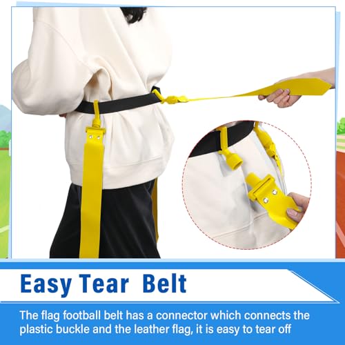 Junkin 6/8/10 Players Flag Football Sets Adjustable Football Belts and Flags for Youths Teens Kids Adults Players Sports Team - color: Yellow
