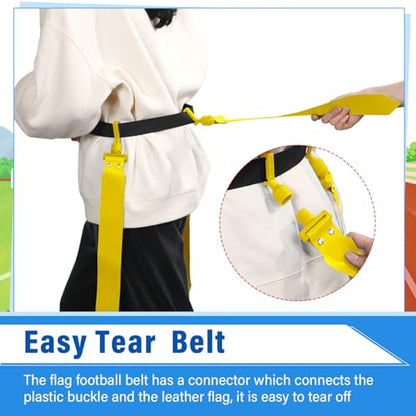 Junkin 6/8/10 Players Flag Football Sets Adjustable Football Belts and Flags for Youths Teens Kids Adults Players Sports Team - color: Yellow