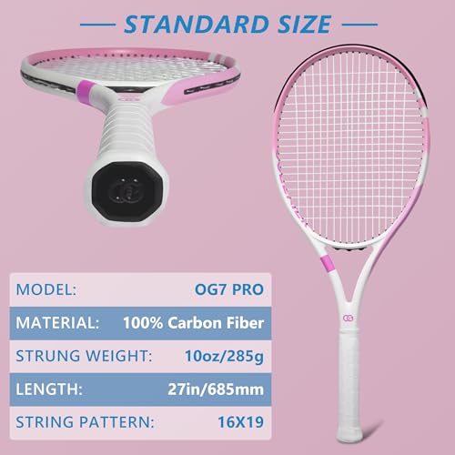 Tennis Racket 27 Inch, Pre-Strung Lightweight Adult Recreational Tennis Rackets, 4 1/4 in Grip