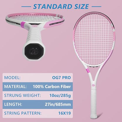 Tennis Racket 27 Inch, Pre-Strung Lightweight Adult Recreational Tennis Rackets, 4 1/4 in Grip