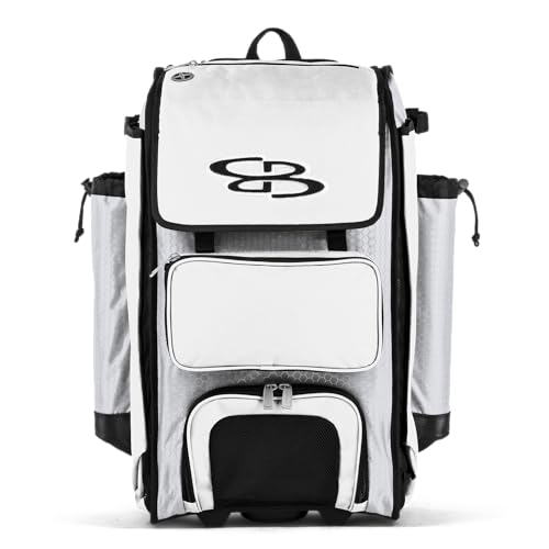 Boombah Catchers Superpack Hybrid Rolling Bat Bag - Multiple Colors - Wheeled & Backpack Version - color: White/White