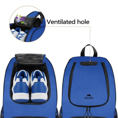 MATEIN Basketball Bag, Sturdy Soccer Bag with Ball Holder & Shoe Compartment, Large Basketball Backpack for Training Equipment, Water Resistant Sports Ball Backpack Fits Volleyball Football, Colorful - color: Blue