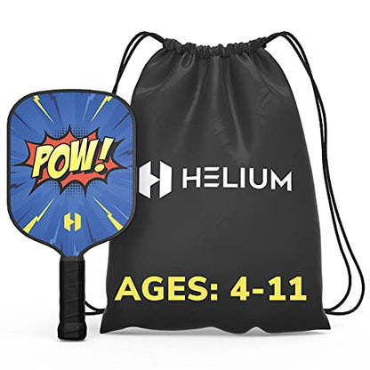 Helium Pickleball Paddle for Kids – Child Size Paddle for Children 12 and Under, Lightweight Honeycomb Core, Graphite Strike Face, Pickleball Paddle & Drawstring Bag - POW! - style: 1 Paddle Set