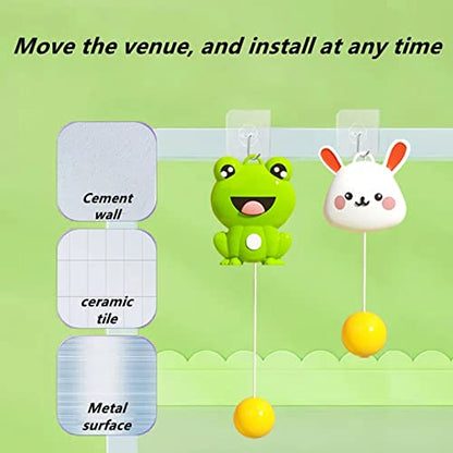 Indoor Hanging Table Tennis Trainer Portable Set, Children's PingPong Trainer Hanging Table Tennis Parent Child Interaction Game Toy Exerciser, Ping Pong Paddle Set - color: Frog【2Shoots+3 Balls+Hook】