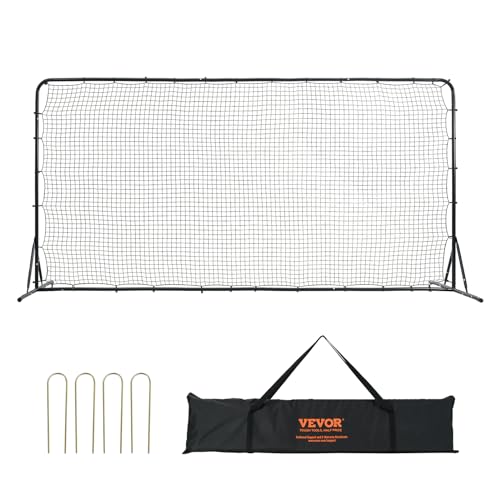 VEVOR Soccer Rebound Trainer, Iron Soccer Training Equipment, Sports Football Rebounder Wall, Double-Sided Rebounding Net, Easy Assembly, Perfect for Backyard Practicing, Solo Training, Passing - size: 12x6FT