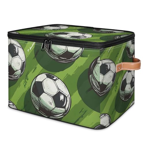 Athletic Sports Storage Bins Storage Basket with Zipper Lid & Leather Handle Foldable Storage Box Storage Cube Bin Clothes Organizer for Clothes Books Storage Bins Decorative 10.4x14 In - color: Athletic Sports