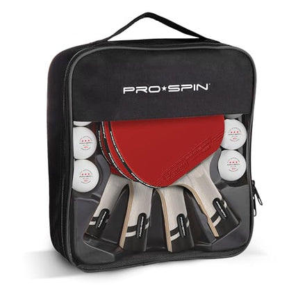 PRO-SPIN Ping Pong Paddles – ITTF Approved Professional Table Tennis Rackets with Carbon Fiber for Superior Control | 7-Ply Blade, Premium Rubber, 2.0mm Sponge - color: 4-Pack | Active Red