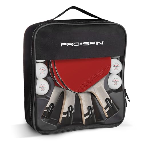 PRO-SPIN Ping Pong Paddles – ITTF Approved Professional Table Tennis Rackets with Carbon Fiber for Superior Control | 7-Ply Blade, Premium Rubber, 2.0mm Sponge - color: 4-Pack | Active Red