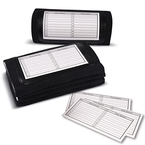 Quarterback (QB) Play Single Window Wristband - Adult Size - Pro Football Armband Playbook - 5 Pack (Black)