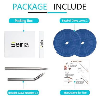 Baseball Glove Lace, Mitt Lace Repair Kit Softball 2 Leather Laces and 2 Lacing Needles for Catcher's Glove - color: Blue