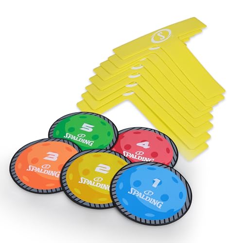 Spalding - Pickleball Court Marker & Shot Spot Set, 17-Piece Training Target Kit, Non-Slip Floor Markers for Footwork, Agility, Accuracy & Drill Training, Indoor & Outdoor Sports Practice Equipment