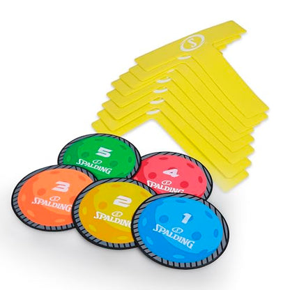 Spalding - Pickleball Court Marker & Shot Spot Set, 17-Piece Training Target Kit, Non-Slip Floor Markers for Footwork, Agility, Accuracy & Drill Training, Indoor & Outdoor Sports Practice Equipment