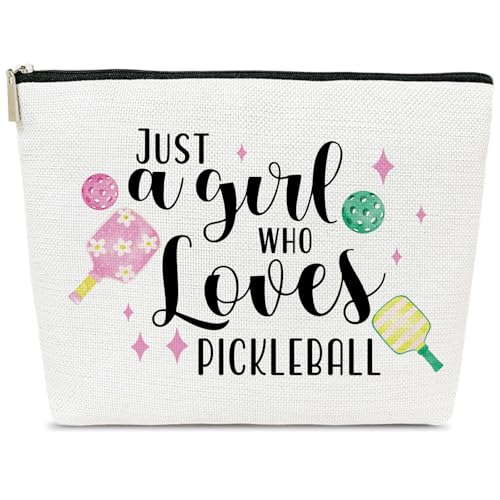 Pickleball Gifts for Women, Just A Girl Who Loves Pickleball Makeup Bag, Birthday Gifts Idea for Ball Lovers Team Player, Sports Stuff, Sports Mom Must Haves, Cosmetic Bag for Purse - color: multicolor01