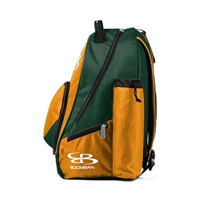 Boombah Tyro Baseball/Softball Bat Backpack - 20" x 15" x 10" - Holds 2 Bats up to Barrel Size of 2-5/8" - color: Dark Green/Gold