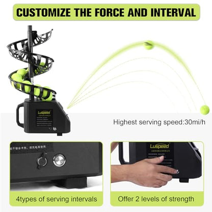 Pickleball Starter Kit with Automatic Ball Machine 10 Pickleballs Ball Recycling Net Carrying Bag, 5 Adjustable Angles 2 Power Level Portable Tennis Ball Pitching Machine