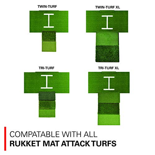 Rukket Tri-Turf Golf Hitting Mat Attack, Portable Driving, Chipping, Training Aids for Backyard with Adjustable Tees and Foam Practice Balls