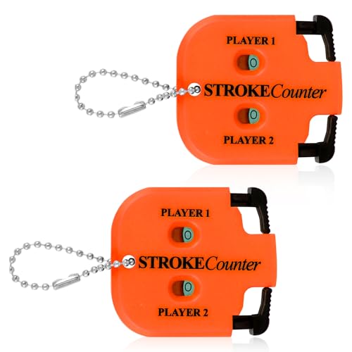 BOXOB 2pcs Golf Stroke Counter, Mini Golf Score Keeper Handy Portable 2-Player Shot Clicker Scorekeeper with Key Chain for Different Kinds of Competitions and Games - color: Orange
