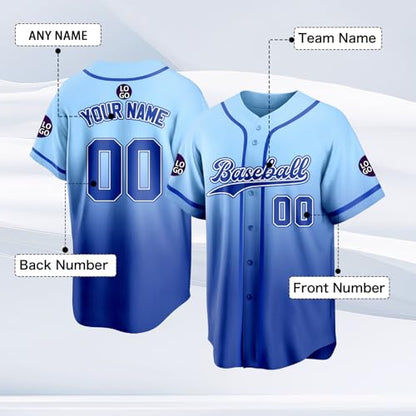 Custom Baseball Jersey Personalized Stitched Family Team Name Number Shirts Uniforms for Women Men Youth Kids - color: Blue-38