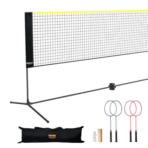 VEVOR Badminton Net, Height Adjustable Volleyball Net, Wide Foldable Pickleball Net, Portable Easy Setup Tennis Net Set with Poles, Stand and Carry Bag, for Kids Backyard Game Indoor Outdoor Use - size: 20 ft