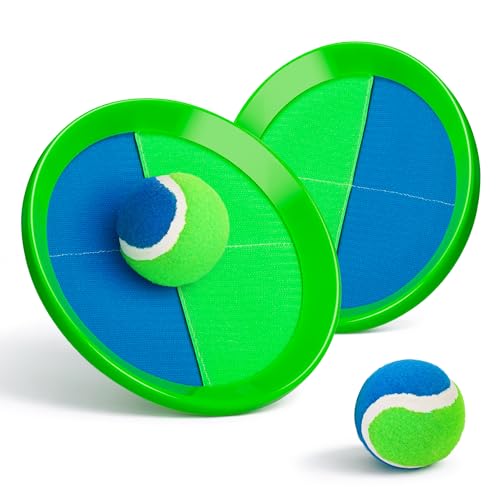 Toss and Catch Ball Set Upgraded - Kids Toys Beach Toys Baseball Games - Sturdy & Water-Resistant Great for Outdoor Pool Yard Games - Classic Gift for Boys Girls 3 4 5 6 7 8 9 10 11 12+ Years Old - color: Blue, size: 2 Paddles 2 Balls
