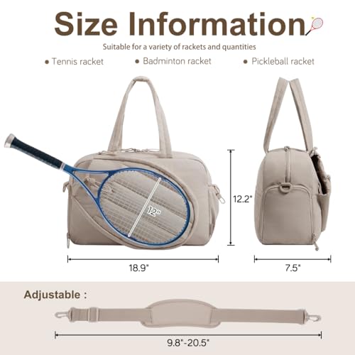 Personalized Tennis Gym Bag for Women, Custom Tennis Bag Holds 2 Rackets with Shoe Compartment, 15.6" Gym Bags for Court, Off-work, Everyday & Overnight Weekend - color: Pink