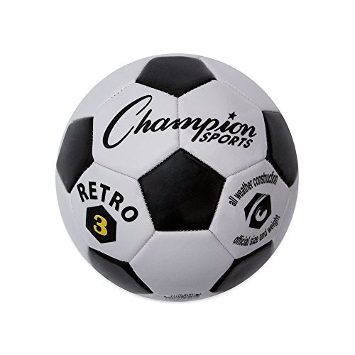 Champion Sports Retro Soccer Ball – Sizes 3, 4, 5, Soft Touch, All Weather, Official Size & Weight Ball for Training, Games, Outdoor & Indoor Play - size: Size 3