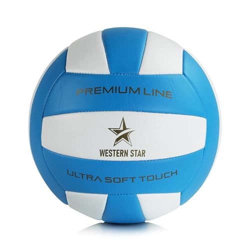 Western Star Indoor Volleyball - Official Size - Soft-Touch Volleyball - Indoor Volleyball - Premium and Durable Design - color: Bright Blue and White