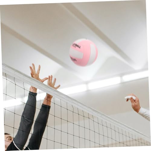 DECHOUS Soft Indoor Volleyball PU Durable Training Ball for Middle School Entrance Exam with Eye Catching Pink White Design and Standard Stitching
