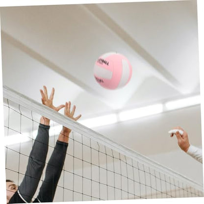 DECHOUS Soft Indoor Volleyball PU Durable Training Ball for Middle School Entrance Exam with Eye Catching Pink White Design and Standard Stitching