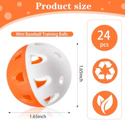VioraWhite Mini Practice Baseballs 1. 65 Inch Small Baseball Training Lightweight Hollow with a Drawstring Bag for Hitting, Batting Training Use - color: Orange and White