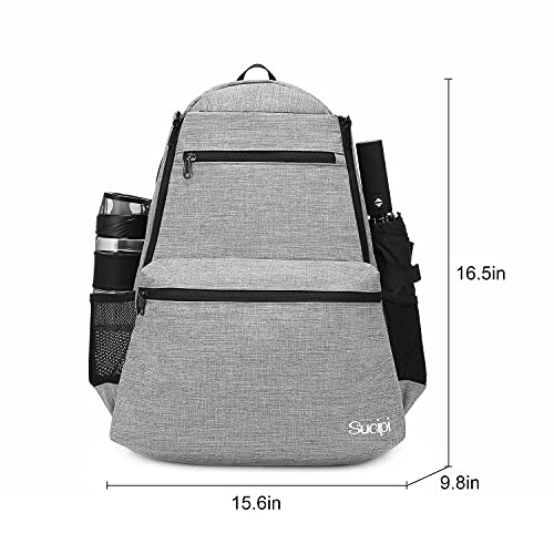 Tennis Bag Professional Tennis Backpack for Men and Women Racket Bags Holds 2 Rackets with Ventilated Shoe Compartment - color: Gray
