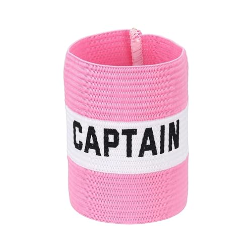Captain Armband Soccer Captain Arm Bands Elastic Adjustable Leader Armbands Team Sport Rugby Player Band for Football - color: Pink/White, size: 4.1x3.4 Inch
