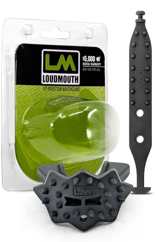Loudmouth Football Mouth Guard - 3D SpikeSurge Football Mouthpiece with Strap, Fits Adult & Youth, Mouth Guard Football Accessories (Black) - color: Black