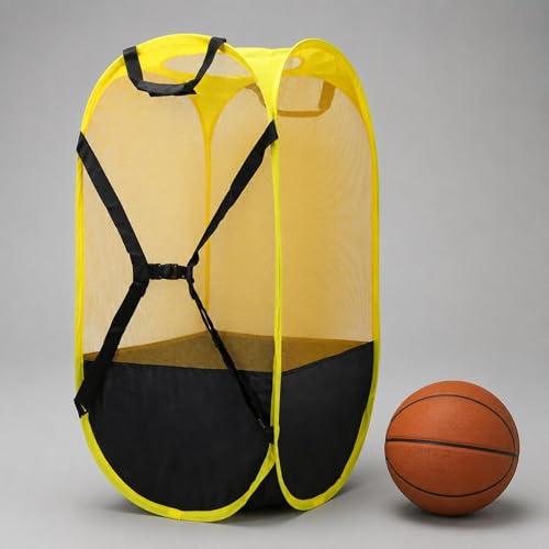 Heavy Duty Soccer Ball Net Bag Basketball Mesh Ball Bag for Outdoor Baseball Swimming Gears Basketball - color: Yellow
