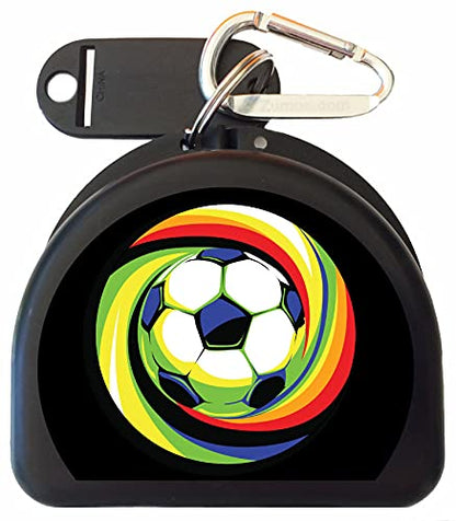 Soccer Mouth Guard case, Mouthguard case, Retainer Case - Soccer Power Ball - color: Black
