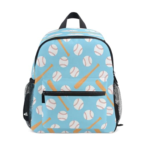 ALAZA Toddler Backpacks for Boys Girls Baseball Bat Balls Kids Backpack with Chest Clip and Name Tag,S - size: Small